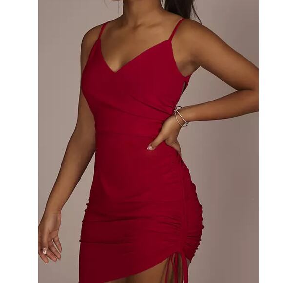 David's Bridal Morgan & Co Red Spaghetti Strap Mini Dress Bodycon Size 1 - Picture 4 of 10